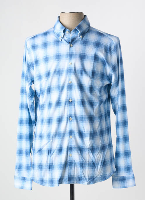 Chemise manches longues imprimé carreaux bleu DESOTO homme