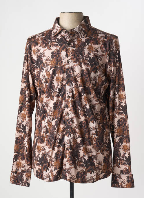 Chemise manches longues coupe cintrée marron DESOTO homme