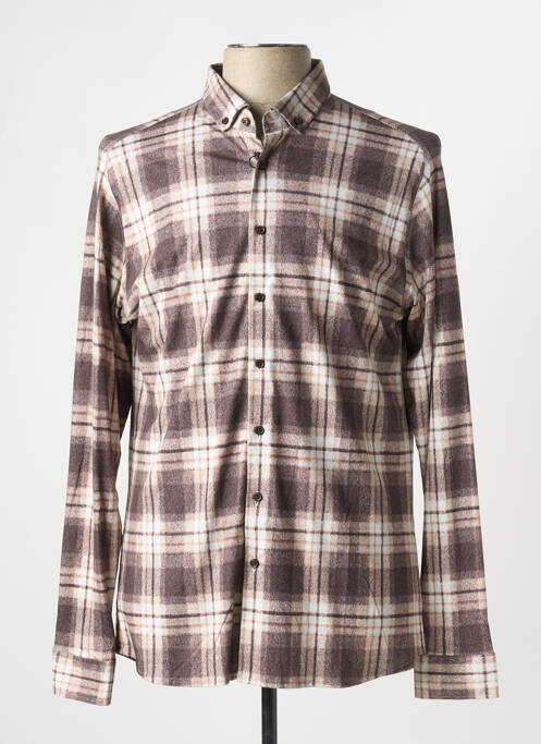 Chemise manches longues imprimé carreaux marron DESOTO homme