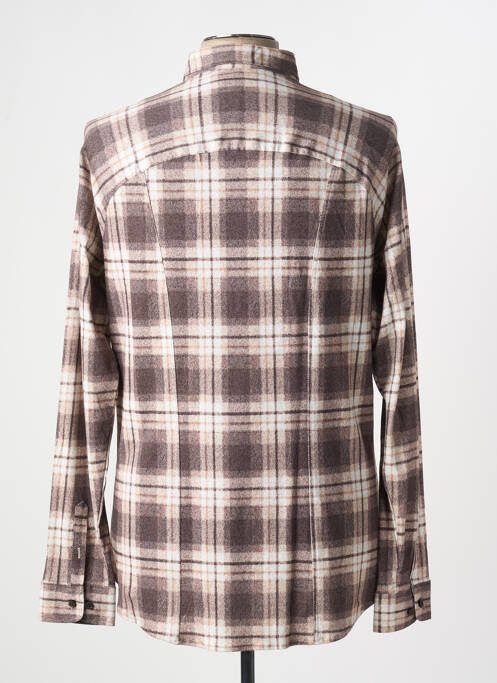 Chemise manches longues imprimé carreaux marron DESOTO homme