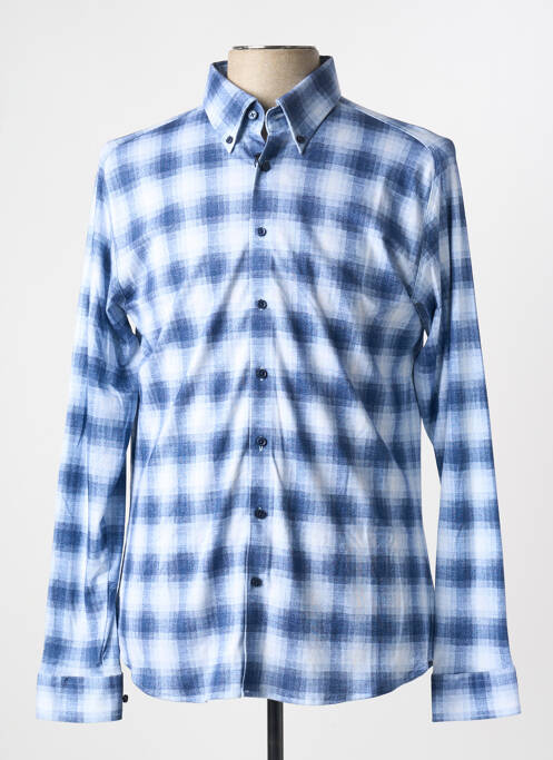 Chemise manches longues imprimé carreaux bleu DESOTO homme