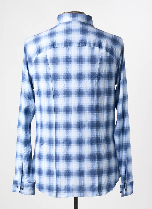 Chemise manches longues imprimé carreaux bleu DESOTO homme