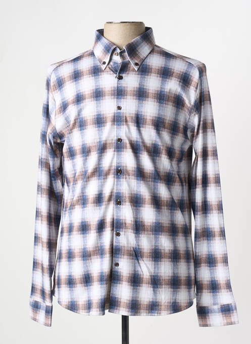 Chemise manches longues imprimé carreaux beige DESOTO homme