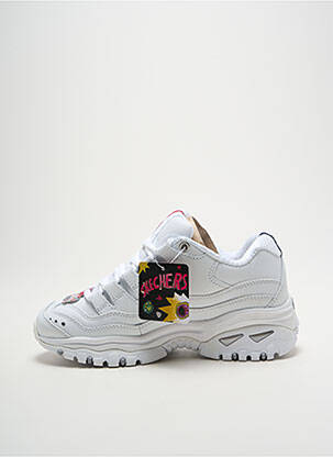 Baskets fermeture lacets bout rond blanc SKECHERS fille
