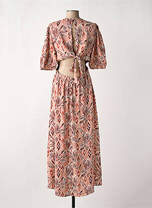 Robe longue imprimé fantaisie manches courtes rose TIFFOSI femme