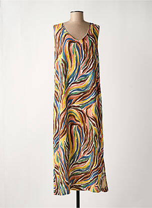 Robe longue imprimé fantaisie sans manche marron GRIFFON femme