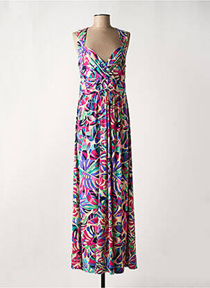 Robe longue imprimé fantaisie sans manche rose MORGAN femme