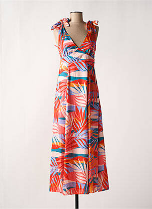 Robe longue manches bretelles ajustables fines bretelles orange MOLLY BRACKEN femme