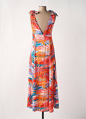 Robe longue manches bretelles ajustables fines bretelles orange MOLLY BRACKEN femme