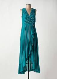 Robe longue tissage crêpe sans manche vert MORGAN femme