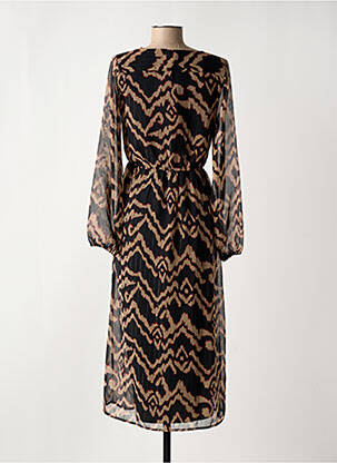 Robe mi-longue imprimé fantaisie manches longues noir TIFFOSI femme
