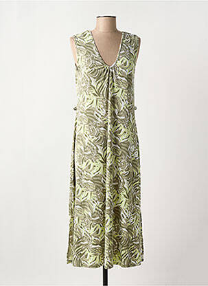 Robe mi-longue imprimé fantaisie sans manche vert MARBLE femme
