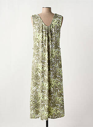 Robe mi-longue imprimé fantaisie sans manche vert MARBLE femme