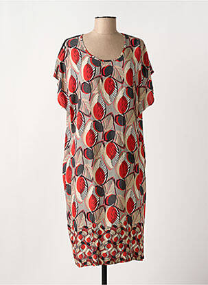 Robe mi-longue imprimé fantaisie manches courtes rouge GRIFFON femme