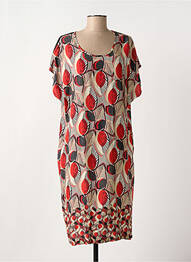 Robe mi-longue imprimé fantaisie manches courtes rouge GRIFFON femme