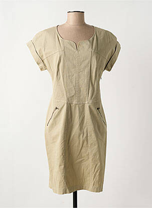 Robe mi-longue manches courtes manches courtes beige PAZ TORRAS femme