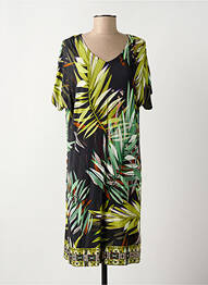 Robe mi-longue imprimé fantaisie manches courtes noir HAJO femme