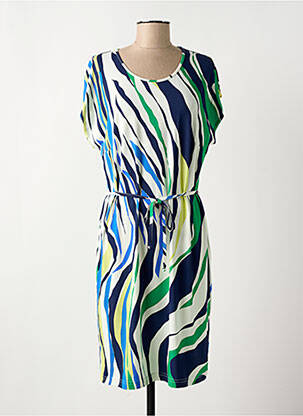 Robe mi-longue imprimé fantaisie manches courtes bleu GRIFFON femme