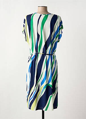 Robe mi-longue imprimé fantaisie manches courtes bleu GRIFFON femme