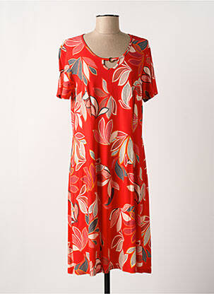 Robe mi-longue imprimé fantaisie manches courtes rouge GRIFFON femme