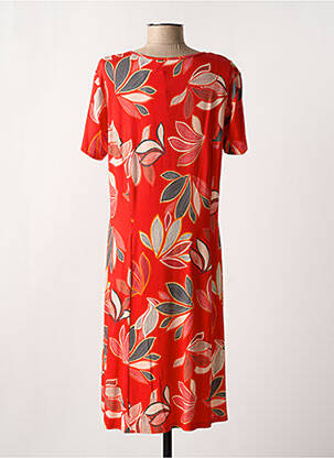 Robe mi-longue imprimé fantaisie manches courtes rouge GRIFFON femme
