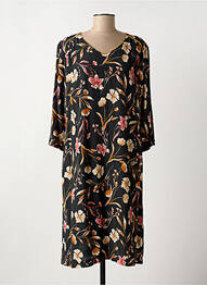Robe mi-longue imprimé fleurs manches 3/4 noir GRIFFON femme