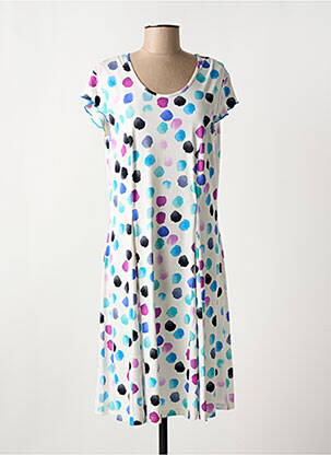 Robe mi-longue manches courtes manches courtes blanc GRIFFON femme