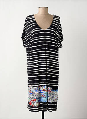 Robe mi-longue manches courtes manches courtes noir HAJO femme