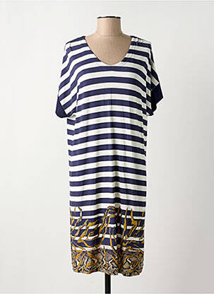 Robe mi-longue manches courtes manches courtes bleu HAJO femme