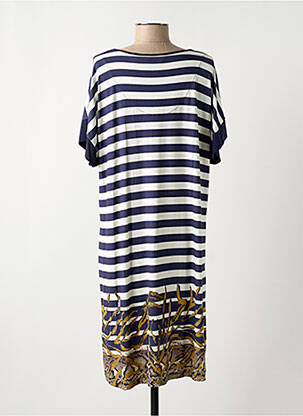 Robe mi-longue manches courtes manches courtes bleu HAJO femme
