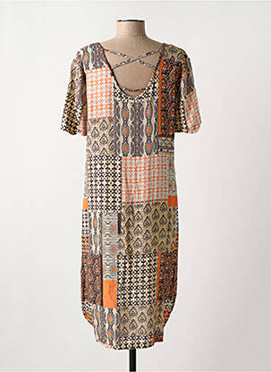 Robe mi-longue manches courtes manches courtes marron GRIFFON femme