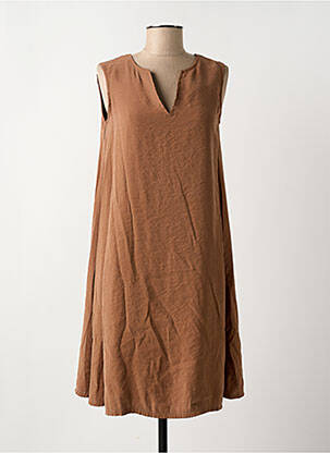 Robe mi-longue sans manche sans manche marron DANEVA femme