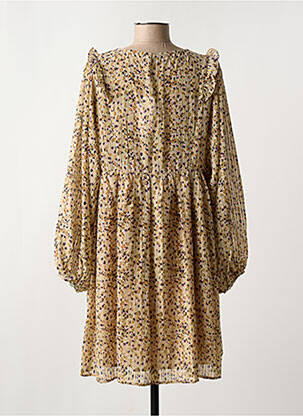 Robe mi-longue coupe fluide manches longues beige MOLLY BRACKEN femme