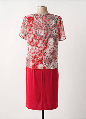 Robe mi-longue imprimé fantaisie manches courtes rose FRANCE RIVOIRE femme