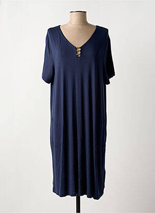 Robe mi-longue manches courtes manches courtes bleu HAJO femme