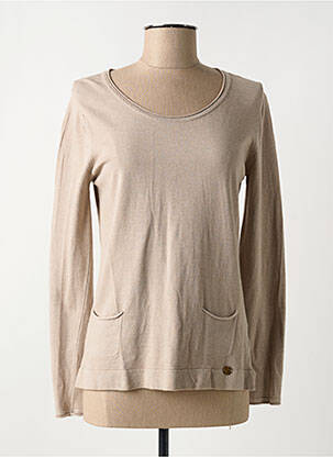 Pull coupe cintrée manches longues beige CONCRETO femme