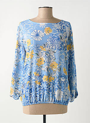 Blouse imprimé fleurs manches longues bleu HAJO femme