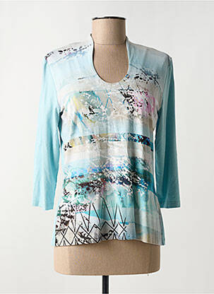 T-shirt imprimé fantaisie manches 3/4 bleu FRANK WALDER femme
