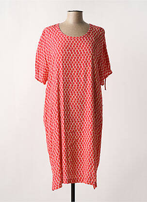 Robe mi-longue imprimé fantaisie manches courtes rouge GRIFFON femme