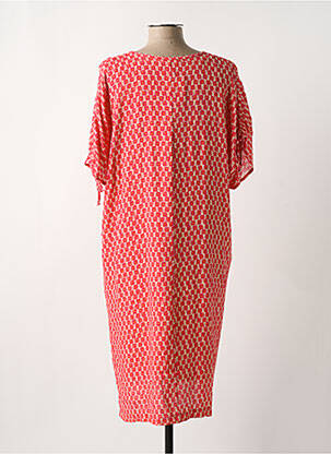Robe mi-longue imprimé fantaisie manches courtes rouge GRIFFON femme