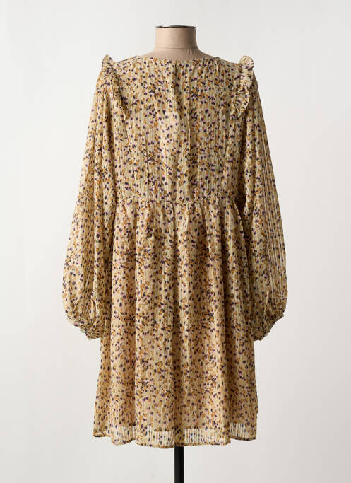 Robe mi-longue imprimé fantaisie manches longues beige MOLLY BRACKEN femme