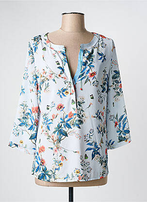 Blouse imprimé fleurs manches 3/4 bleu NAYAT femme