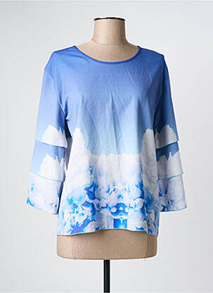 Blouse imprimé fantaisie manches longues bleu CONCRETO femme
