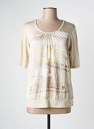 T-shirt manches mi-longues manches courtes beige FRANK WALDER femme