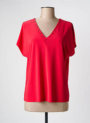 T-shirt col v manches courtes rouge PAZ TORRAS femme