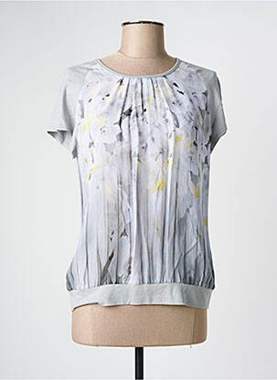 Blouse légère et transparente manches courtes gris FRANK WALDER femme