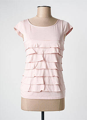 Top stretch manches courtes rose MARBLE femme