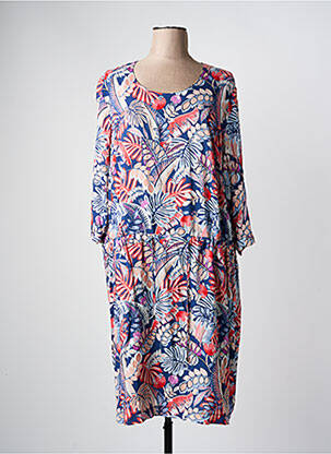Robe mi-longue imprimé fleurs manches 3/4 bleu GRIFFON femme