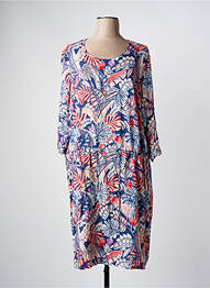 Robe mi-longue imprimé fleurs manches 3/4 bleu GRIFFON femme