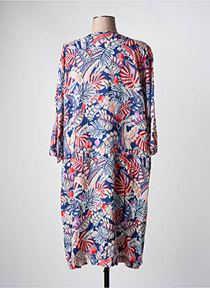 Robe mi-longue imprimé fleurs manches 3/4 bleu GRIFFON femme
